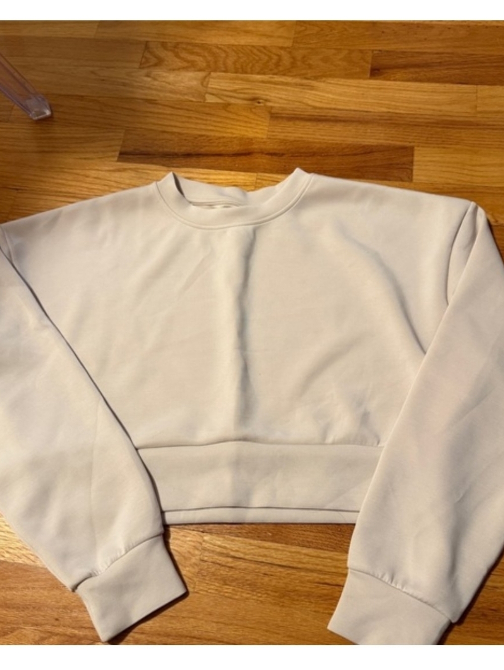 New BuffBunny Cream Cropped Crewneck Pullover Sweatshirt - Picture 2 of 4